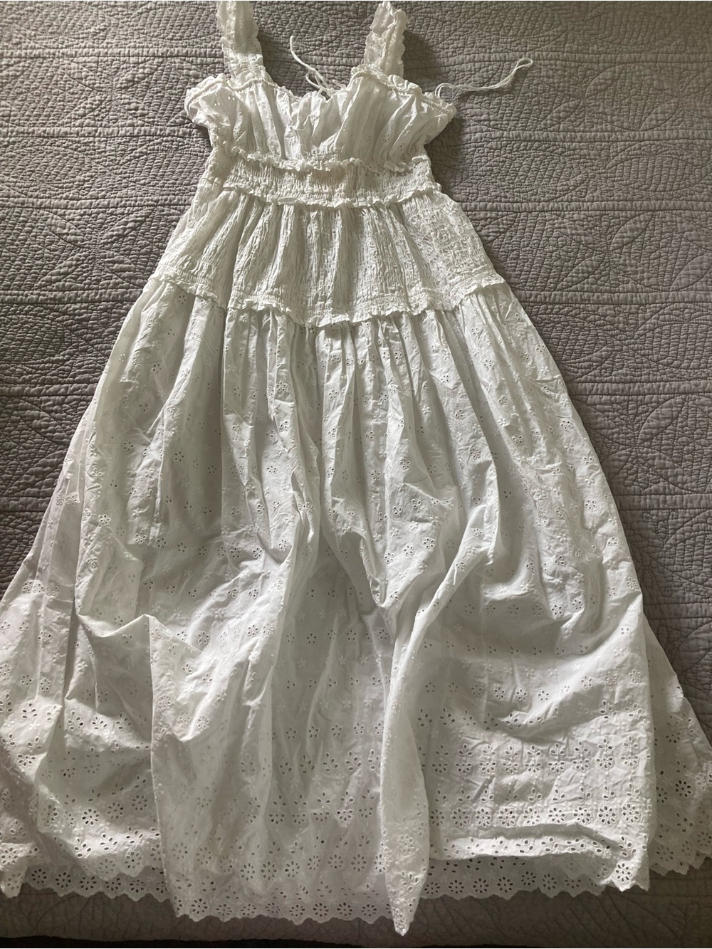 White Eyelet Smocked Sundress